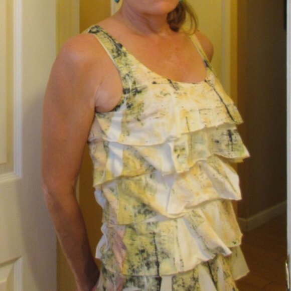 ColdWater Creek Yellow, Black and White Abstract Summer Tee, size XS - Picture 1 of 10